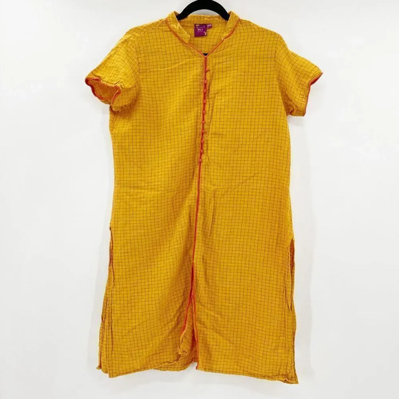 Dresses & Skirts - Melena Women's‎ Yellow Red Gingham Button Down Shirt Dress Size XXL
